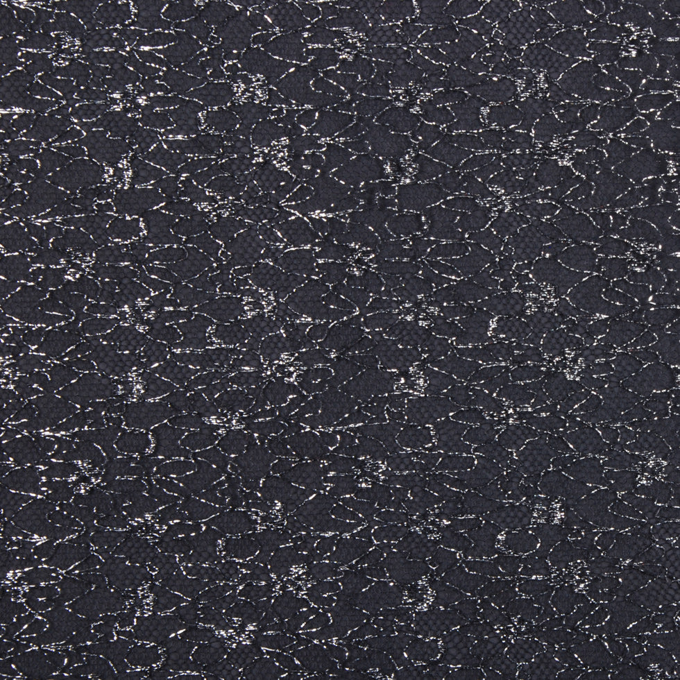 British Metallic Silver and Black Floral Tulle - Joann Fabrics