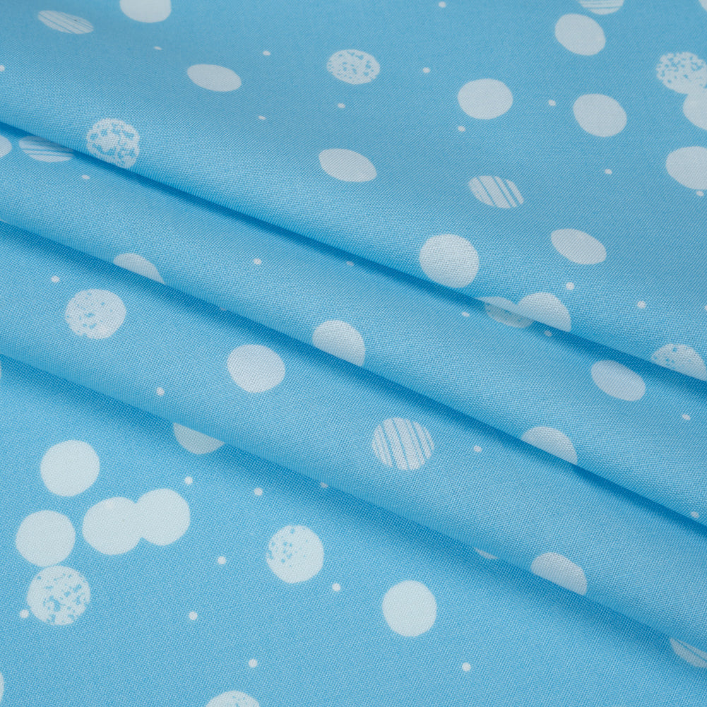 Printed Quilting Cotton by Ghazal Razavi for FIGO Studio - Blue Snow Textured Circles and Spots - Seasons Basics Collection - Joann Fabrics