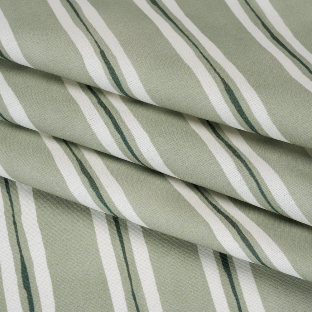 Brushed Cotton and Linen Canvas Print - Aloe Painted Stripes - British Imported - Joann Fabrics