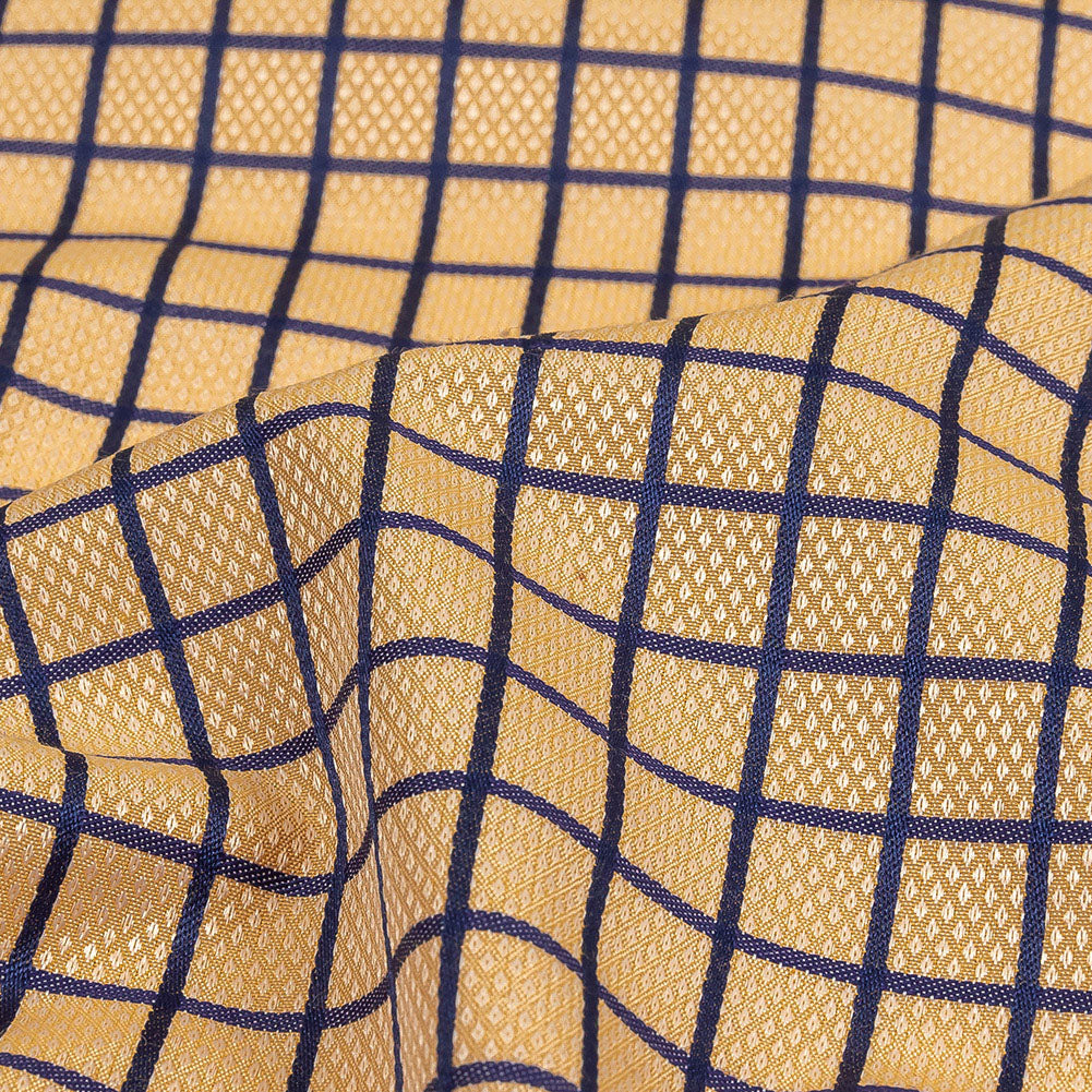 Yellow and Blue Ribbon Checks and Diamonds Cotton and Polyester Dobby Shirting - Joann Fabrics