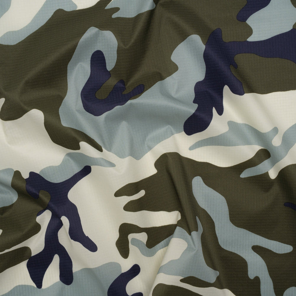 Lightweight Nylon Ripstop - Olive, Navy and Greige Camouflage - Deadstock - Joann Fabrics
