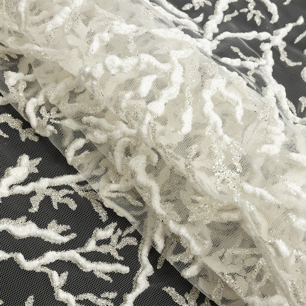 3D Puffy Glitter Tulle - Off-White and Silver - Joann Fabrics