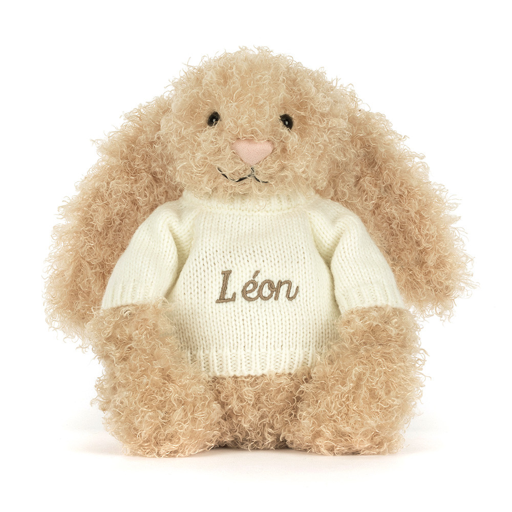 Bashful Luxe Bunny Curly with Personalized Cream Jumper