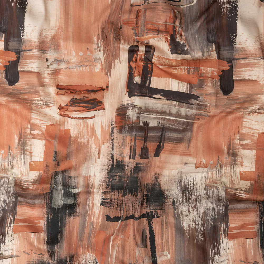 Stretch Cotton Sateen - Pink and Gray Brushstrokes - Brush With Danger Print - Mood Exclusive Rio Collection - Joann Fabrics