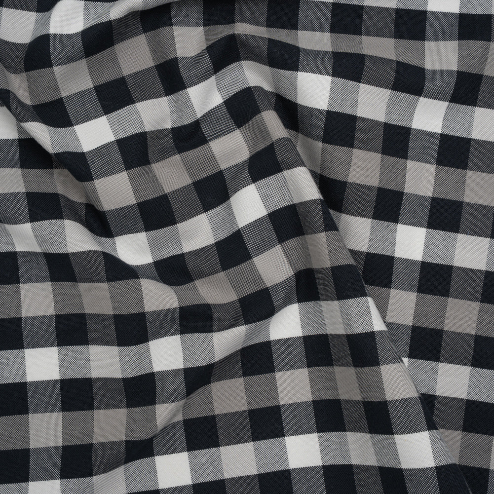 Cotton Oxford Shirting - Midnight Blue, Light Gray and White Checks - Designer Deadstock - Joann Fabrics
