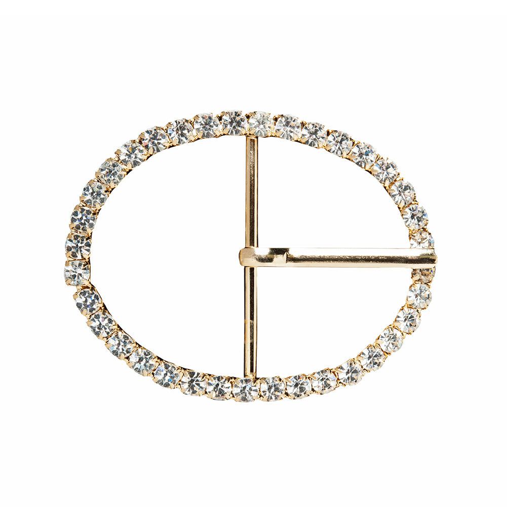 Swarovski Crystal and Gold Oval Rhinestone Buckle - 1.875