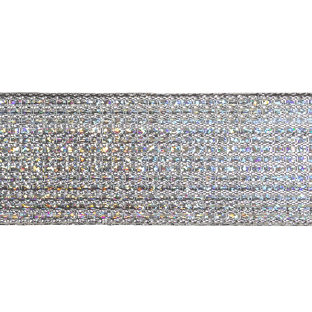 Metallic Silver Iridescent Wire Edged Ribbon - 1.5