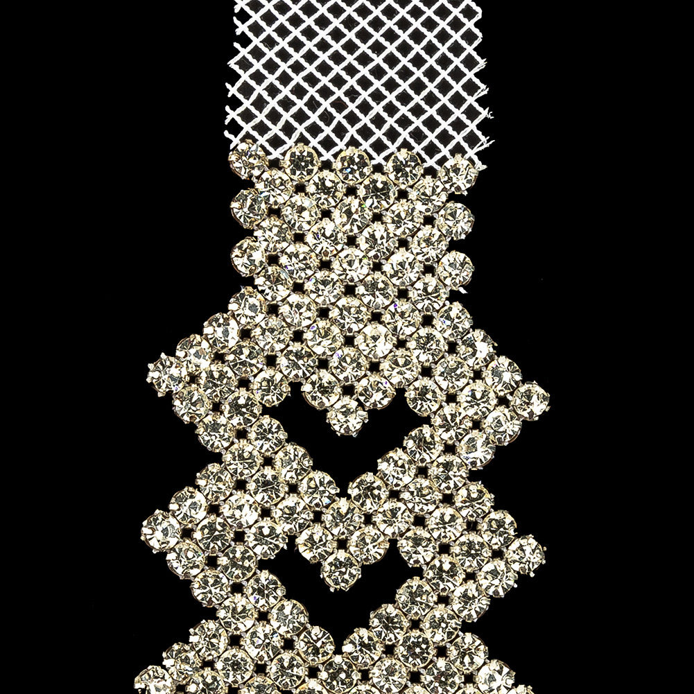 Vintage Czech Crystals on White Mesh Heart Ornament - 6