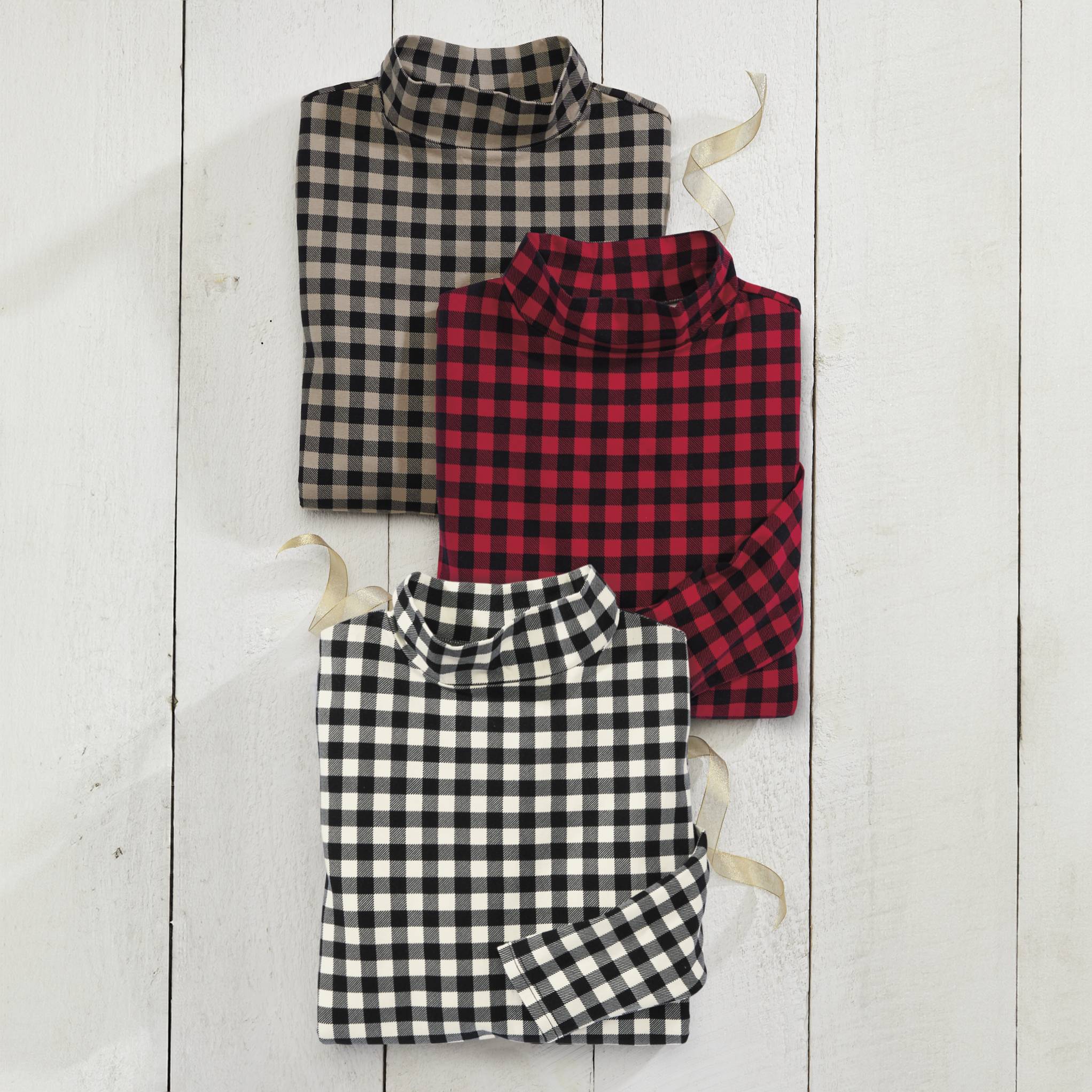 Buffalo-Check Long-Sleeve Mockneck Top - Northstyle Catalog