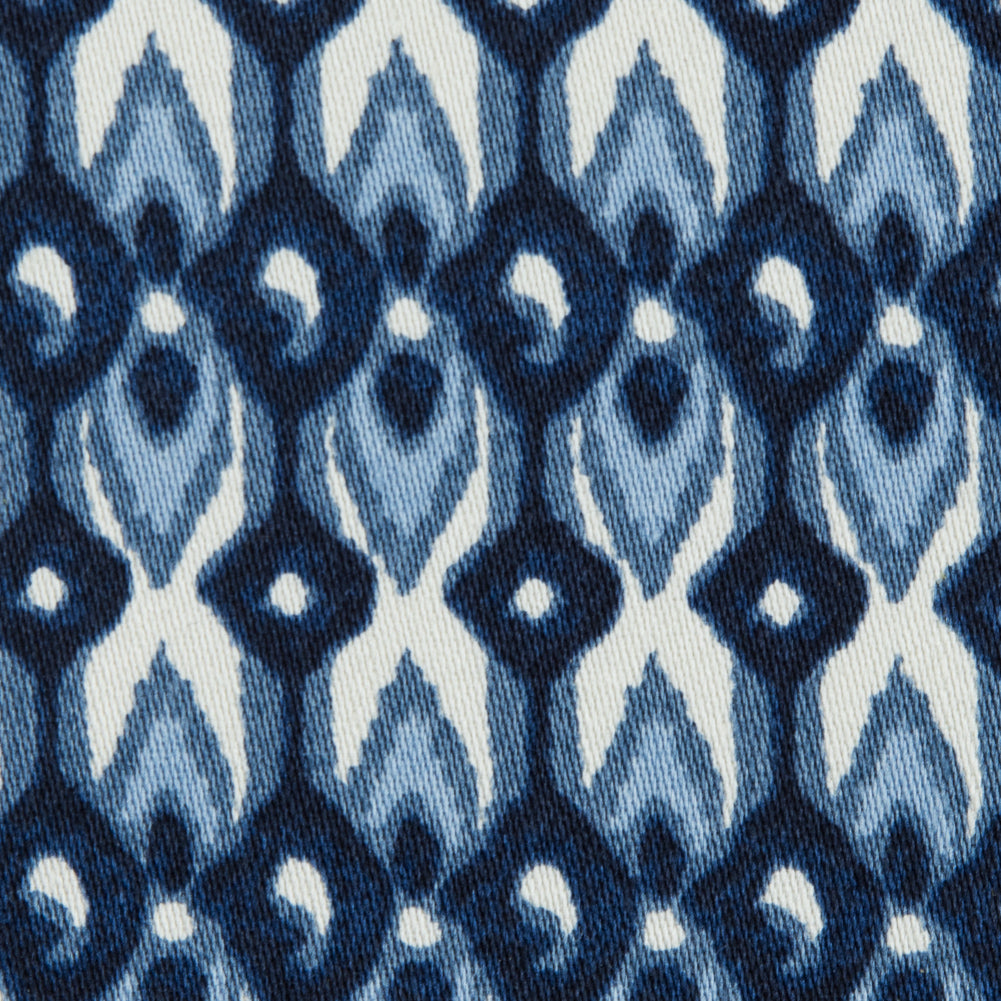 Blue Geometric Ikat Printed Stretch Cotton Sateen - Joann Fabrics
