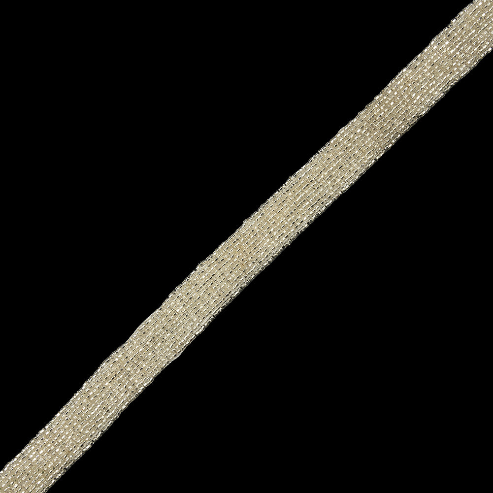 Vintage Silver 10-Row Glass Seed Beaded Trim - 0.875
