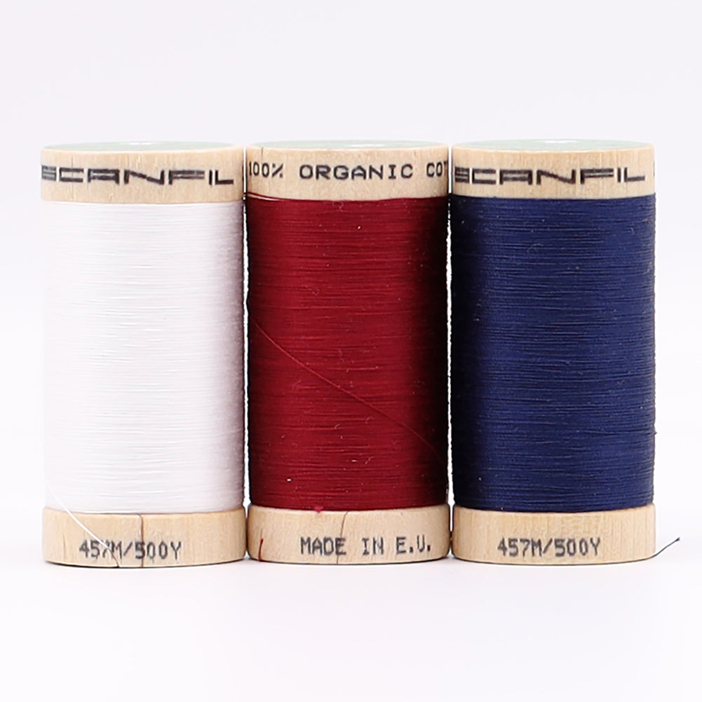 SCANFIL® 50wt Organic Pima Cotton Thread Trio Set - 3ct 500yd Spools - Patriotic - Joann Fabrics