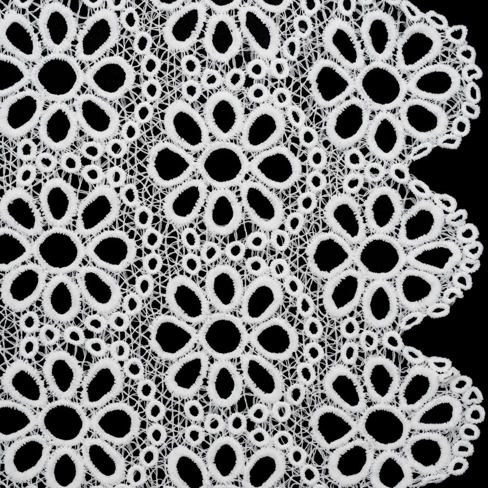 Polyester Guipure Lace with Finished Edge - White Dots and Daisies - Designer Deadstock - Joann Fabrics