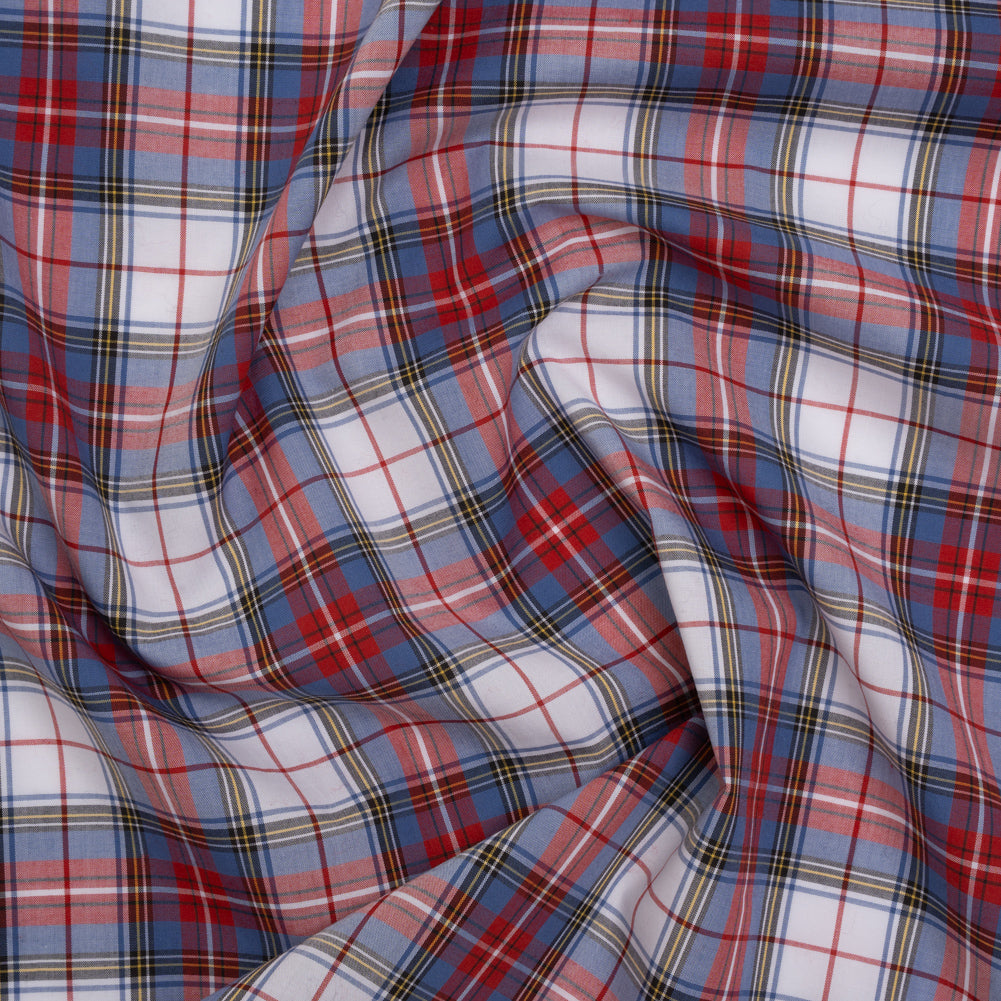 Cotton Shirting - Blue, Red and Yellow Classic Plaid - Designer Deadstock - Joann Fabrics