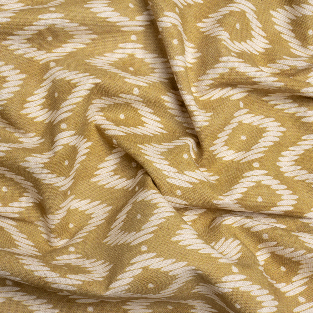 Cotton and Linen Canvas Print - Gold Diamonds and Dots - British Imported - Joann Fabrics