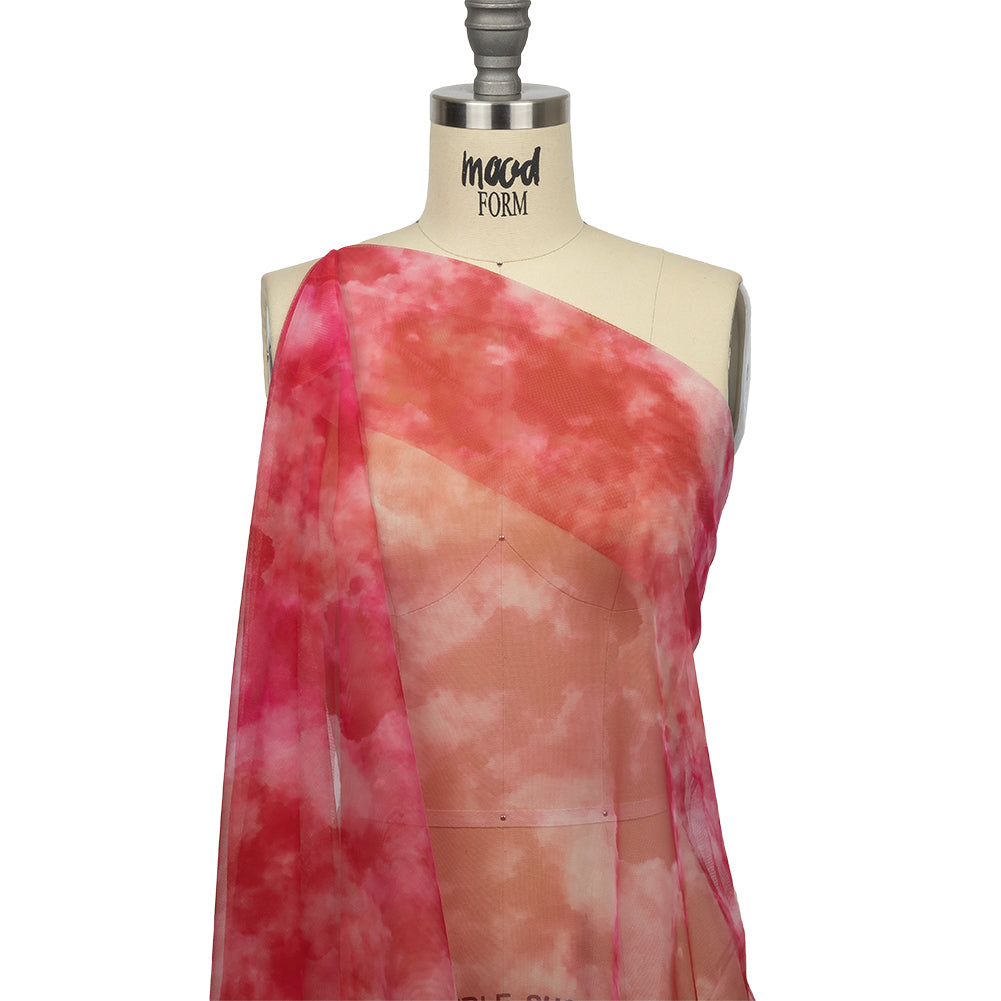 Pink and Red Abstract Watercolor Printed Tulle - Joann Fabrics