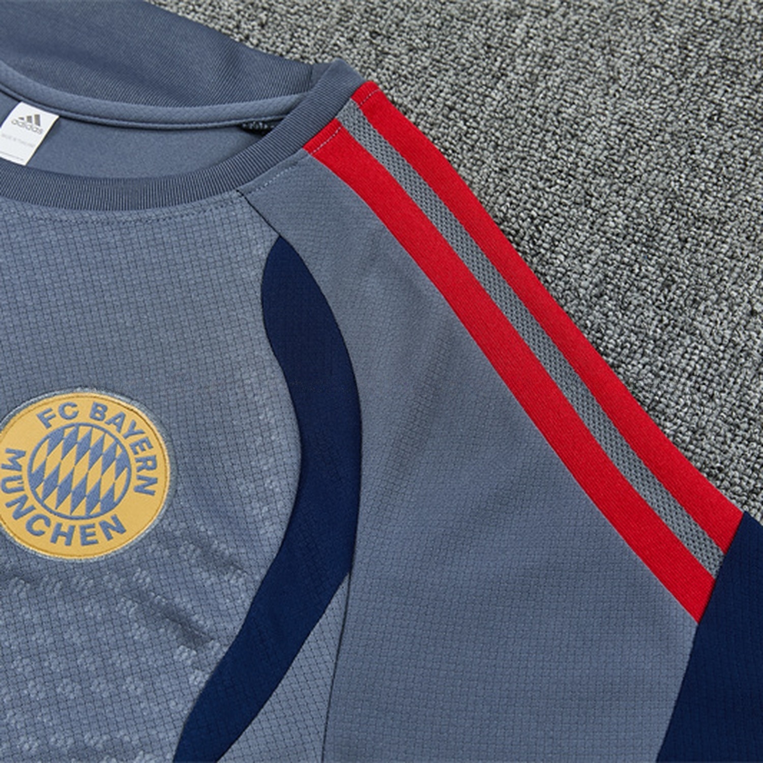 Bayern Munich 26-27 Short-Sleeve Training Set - Grey Top & Deep Blue Shorts - UnitedFutballJersey