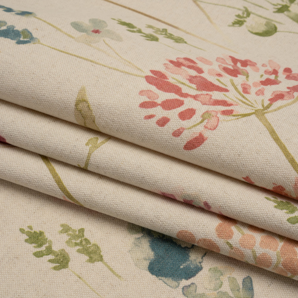 Printed Cotton Canvas - Peony Watercolor Floral Stems - British Imported - Joann Fabrics
