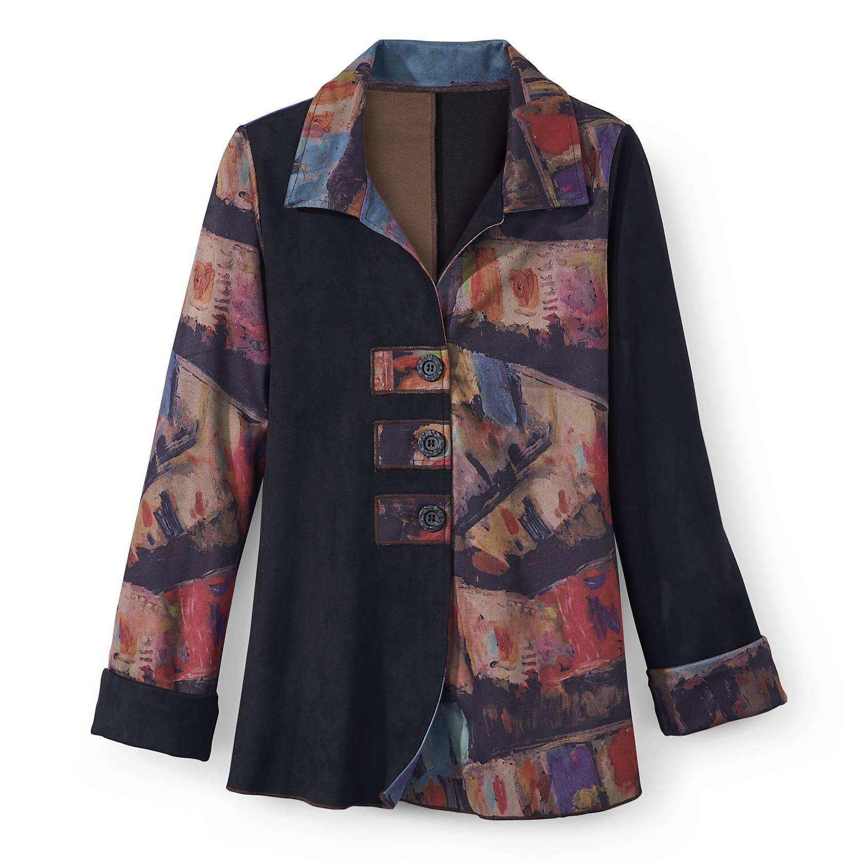 Brushed-Knit Painterly Jacket, Pockets, Button Front - Northstyle Catalog