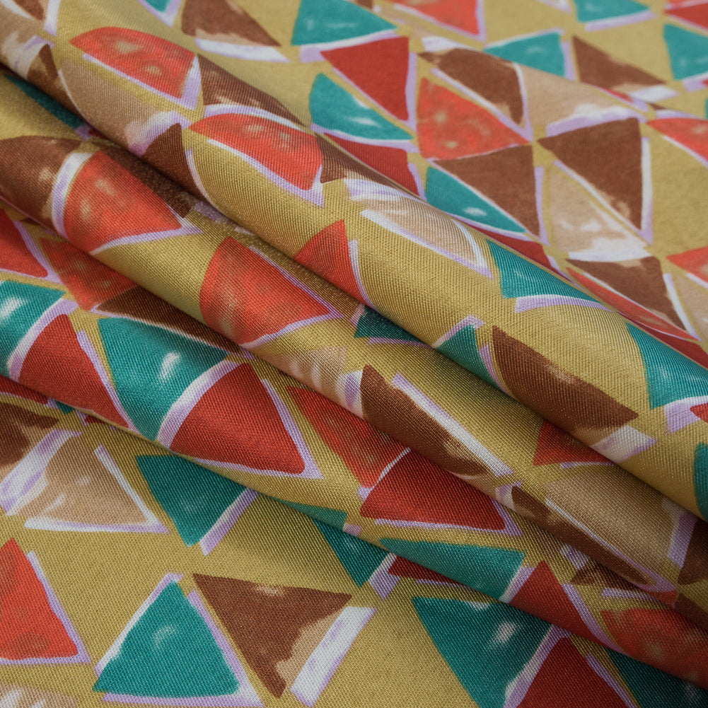 Jade, Ochre and Tangerine Geometric Printed Mikado - Joann Fabrics