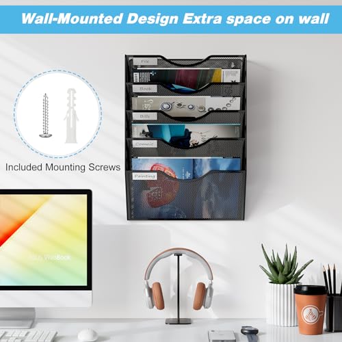 Wall File Rack Size 10 Tier Wall File Holder Wall Mounted Magazine Rack Hanging File ...