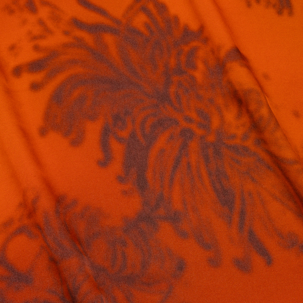 Satin-Faced Rayon Twill - Orange and Black Hazy Florals - Made in Italy - Joann Fabrics