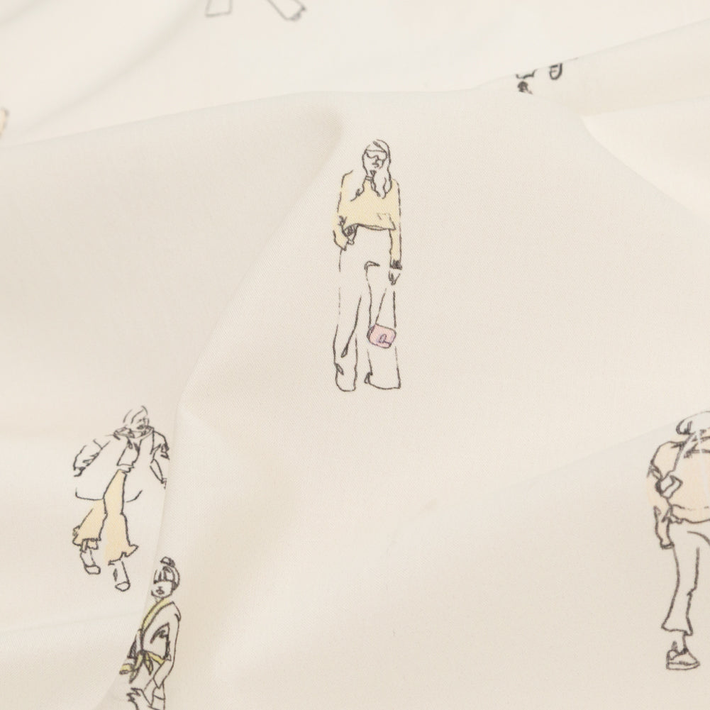 Cotton Voile - White Little Figures - Waking and Sleeping Print - Mood Exclusive Crow Collection - Joann Fabrics