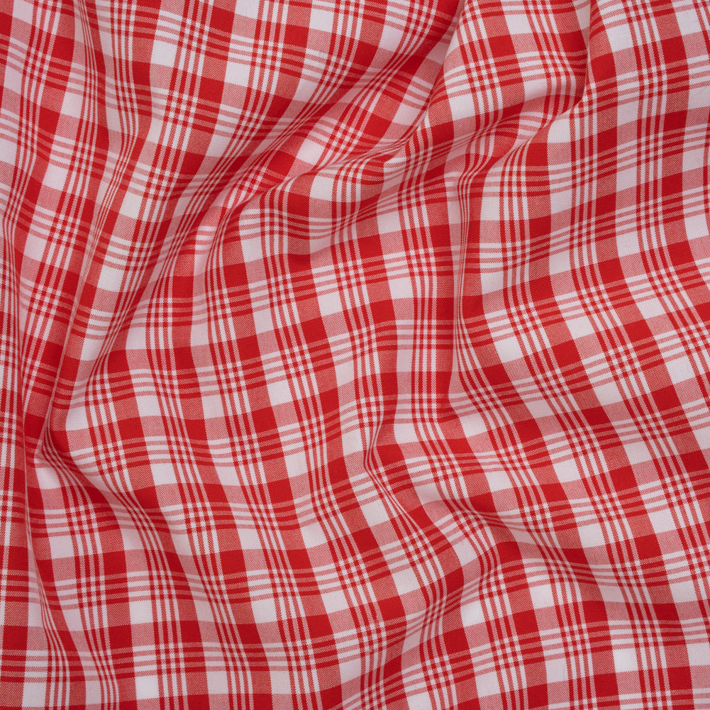 Cotton Shirting - Scarlet Red and White Classic Plaid - Deadstock - Joann Fabrics