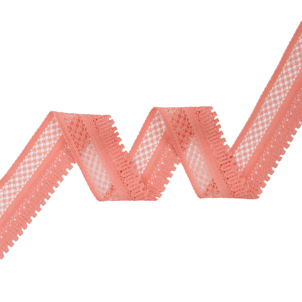 Coral Latticework and Scallops Stretch Lace Trim - 1