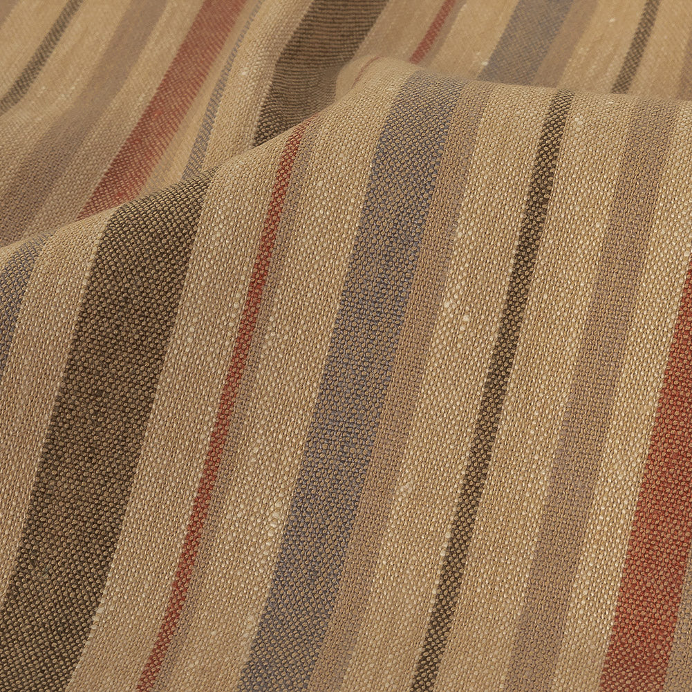 Olive, Tangerine and Smoke Gray Striped Stretch Linen and Rayon Woven - Joann Fabrics