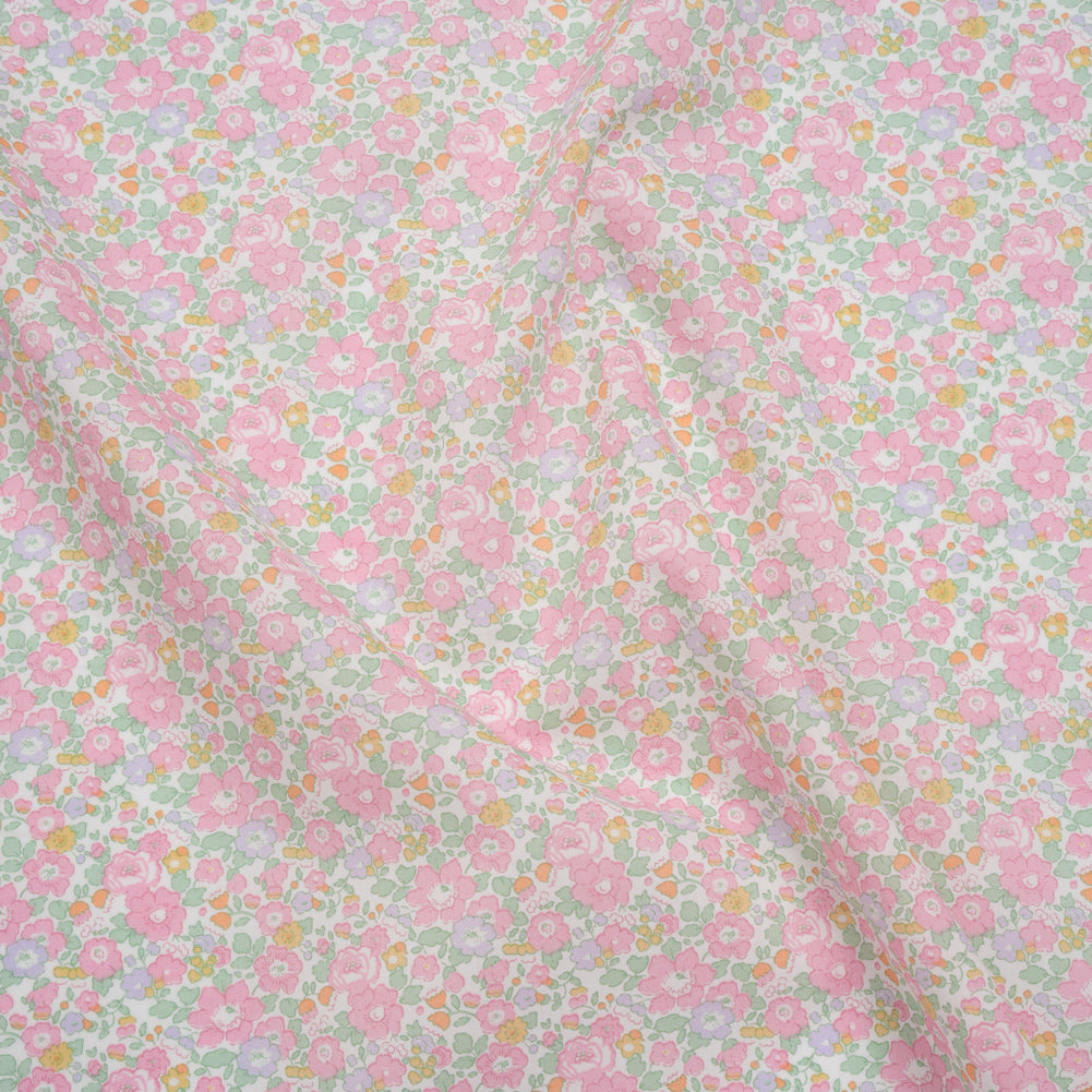 Liberty Fabrics Tana Lawn® - Betsy Ann Light Pink - Pale Pink, Mint Green and LIght Orange Floral - Joann Fabrics