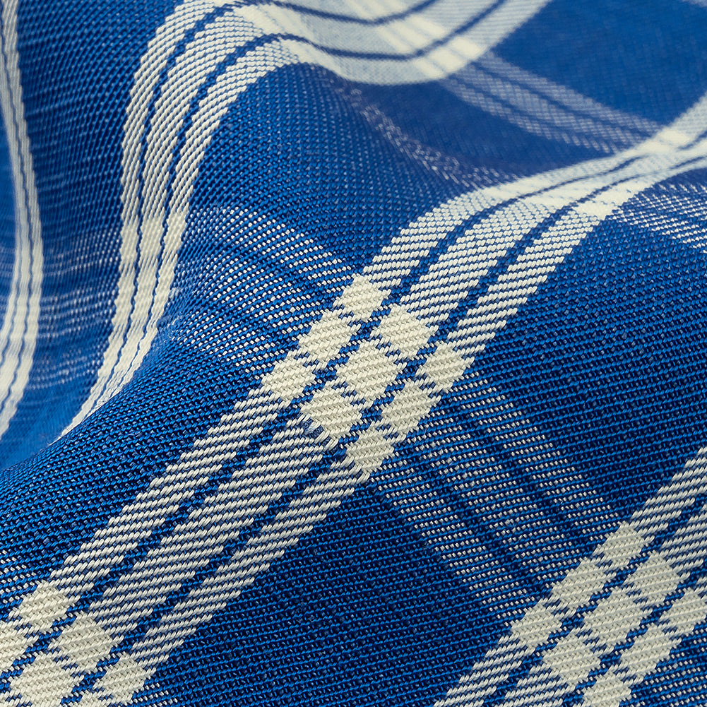 Famous Designer Italian Blue and White Plaid Viscose and Linen Woven - Joann Fabrics
