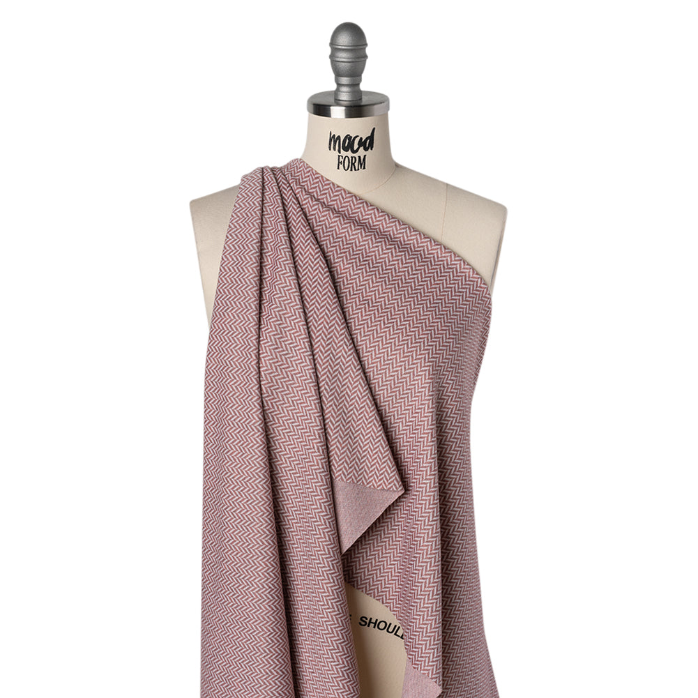 Stretch Polyester Double Knit - Mauve and Ivory Herringbone - Designer Deadstock - Joann Fabrics
