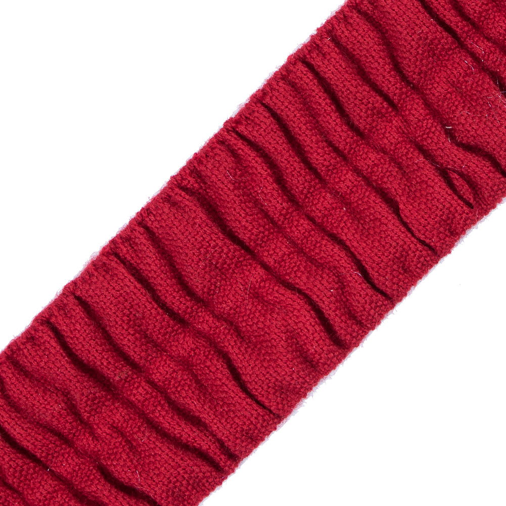 Italian Red Ruched Stretch Wool Trimming - 1.5