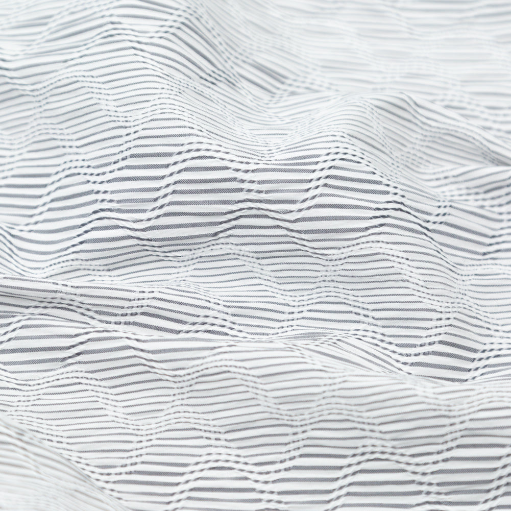 Italian Gray and White Wavy Striped Stretch Novelty Shirting - Joann Fabrics