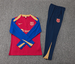 2024/2025 Barcelona Half-Pull Training Suit Red Blue Jersey Set