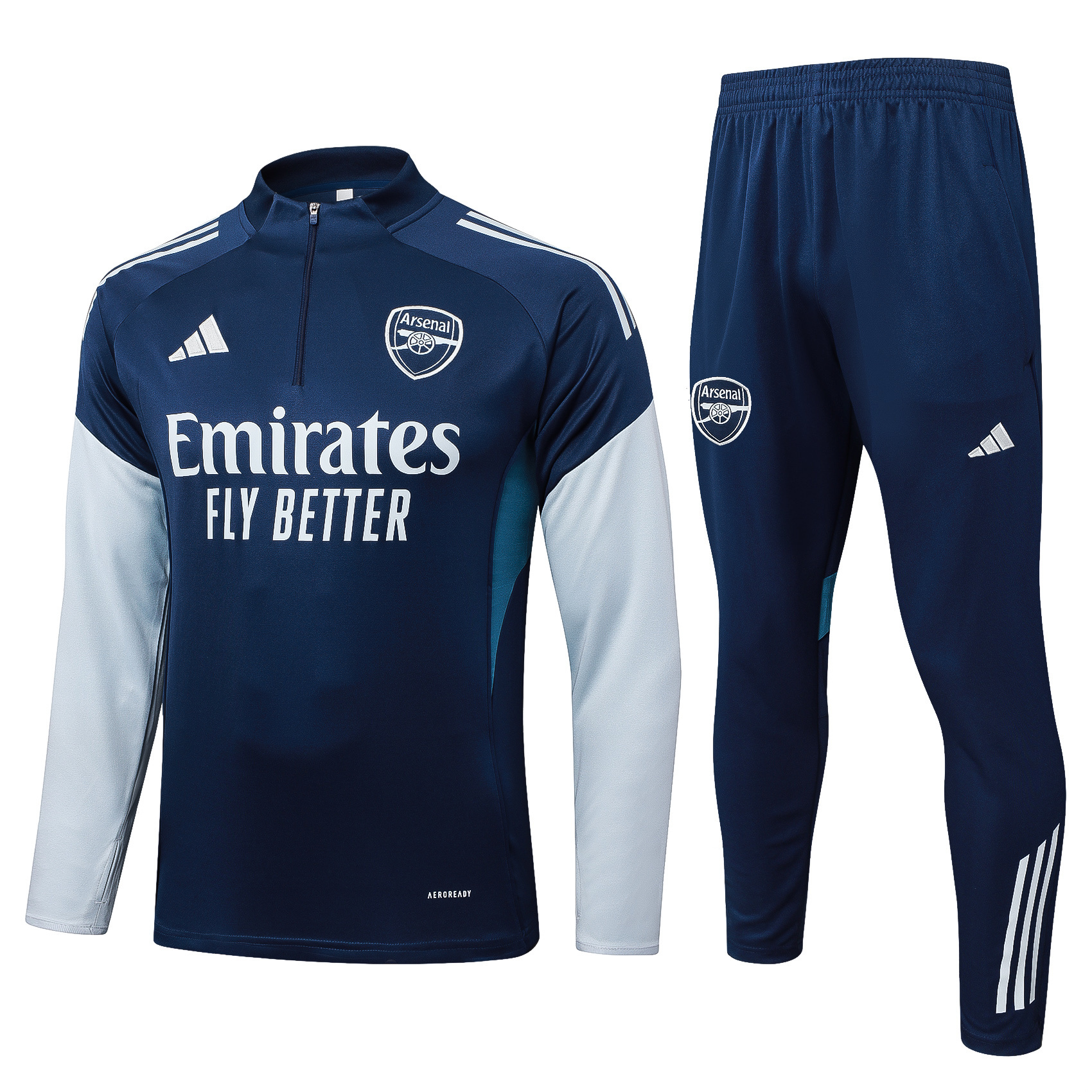 2025/2026 Arsenal Half-Pull Training Suit Royal Blue Football Shirt 1:1 Thai Quality Set 01