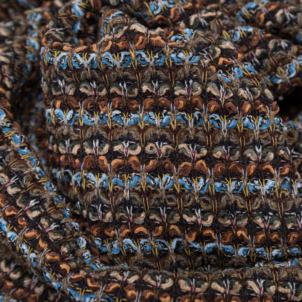 Brown, Aqua and Olive Striped Blended Wool Knit - Joann Fabrics