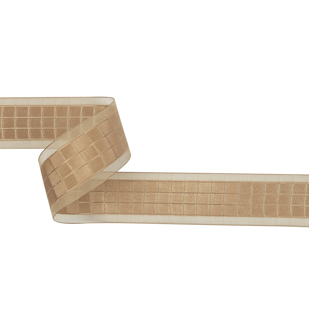 Beige Squares and Sheer Borders Ribbon - 36mm - Joann Fabrics