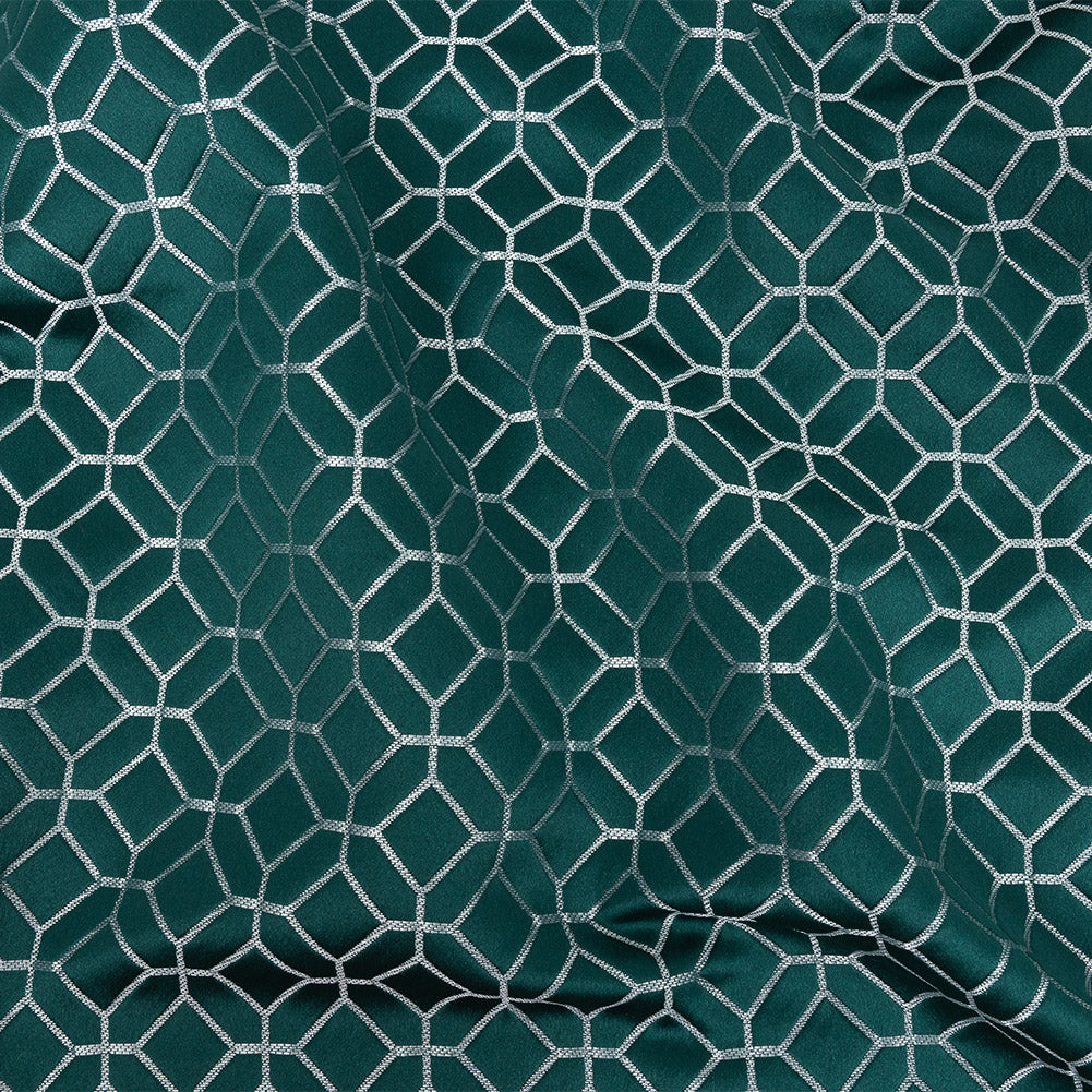 Polyester Jacquard - Emerald Tiled Geometric - British Imported - Joann Fabrics