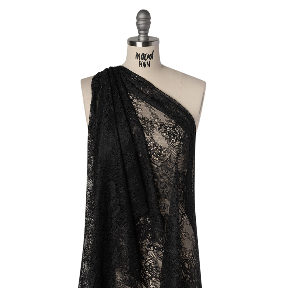Luminous Re-Embroidered Lace - Black Floral and Paisley with Scalloped Border - Joann Fabrics