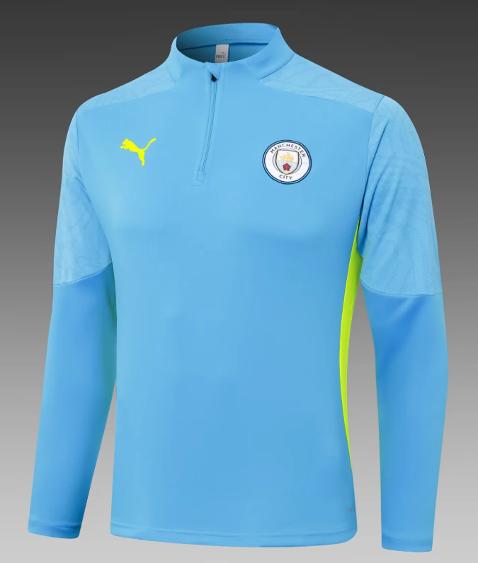 2024/2025 Manchester City Half-Pull Training Suit Bule Football Shirt 1:1 Thai Quality Set