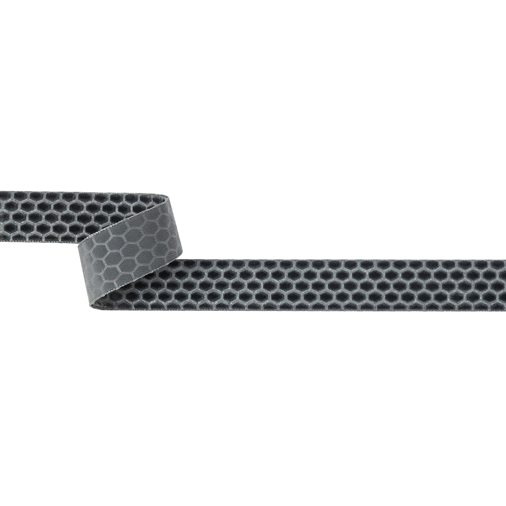 Italian Gray Honeycomb Velvet Burnout Trim - 0.875