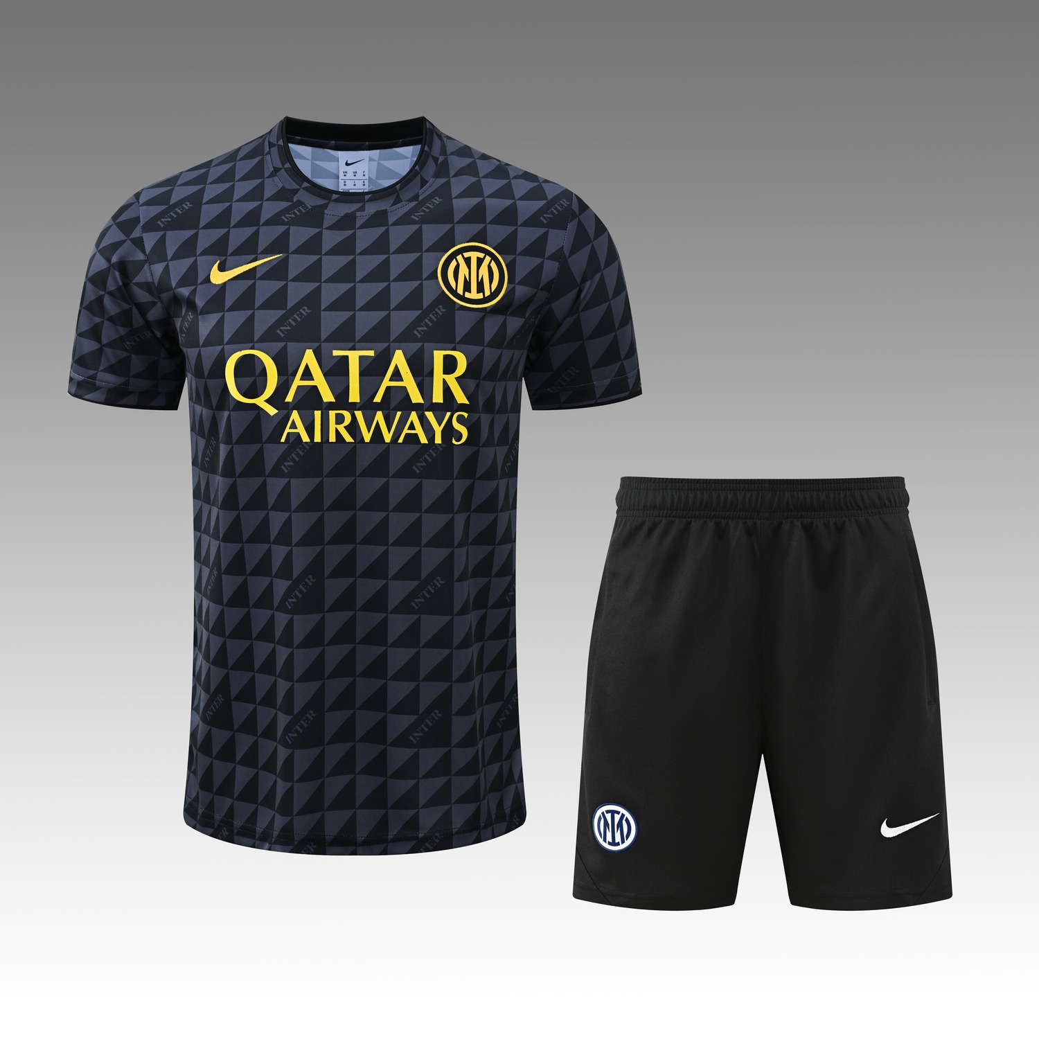 Inter Milan 26-27 Short-Sleeve Training Set - Black Top & Black Shorts - UnitedFutballJersey