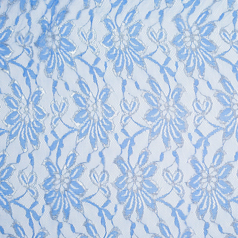 Regatta Blue and Metallic Silver Mesh Lace - Joann Fabrics