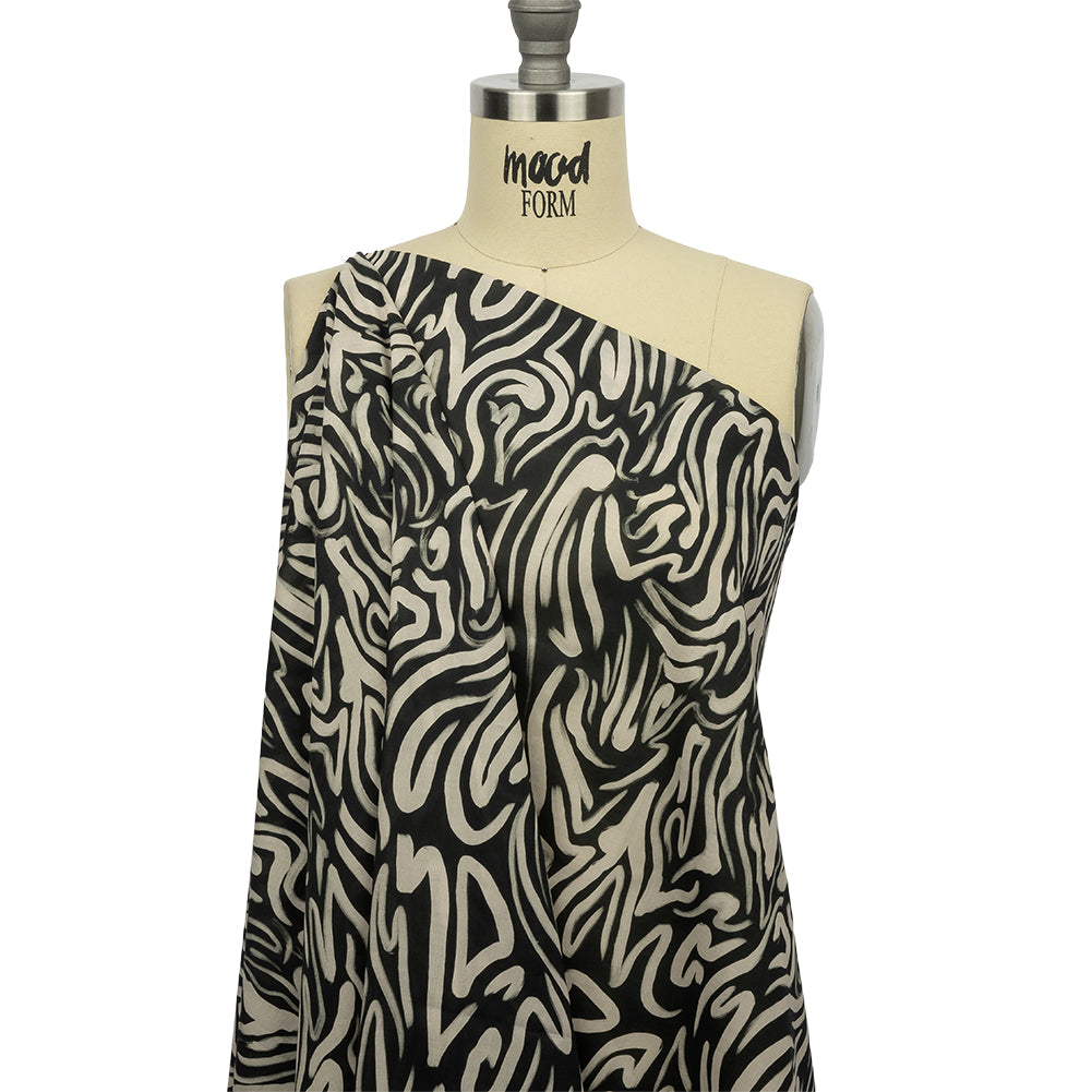 Cotton Voile - Black and White Abstract Lines - Gallery Tour Print - Mood Exclusive Metro Collection - Joann Fabrics