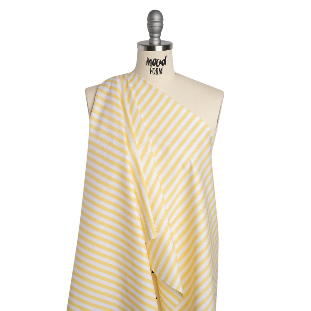 Cotton Oxford Shirting - Sunny Yellow and White Stripes - Designer Deadstock - Joann Fabrics