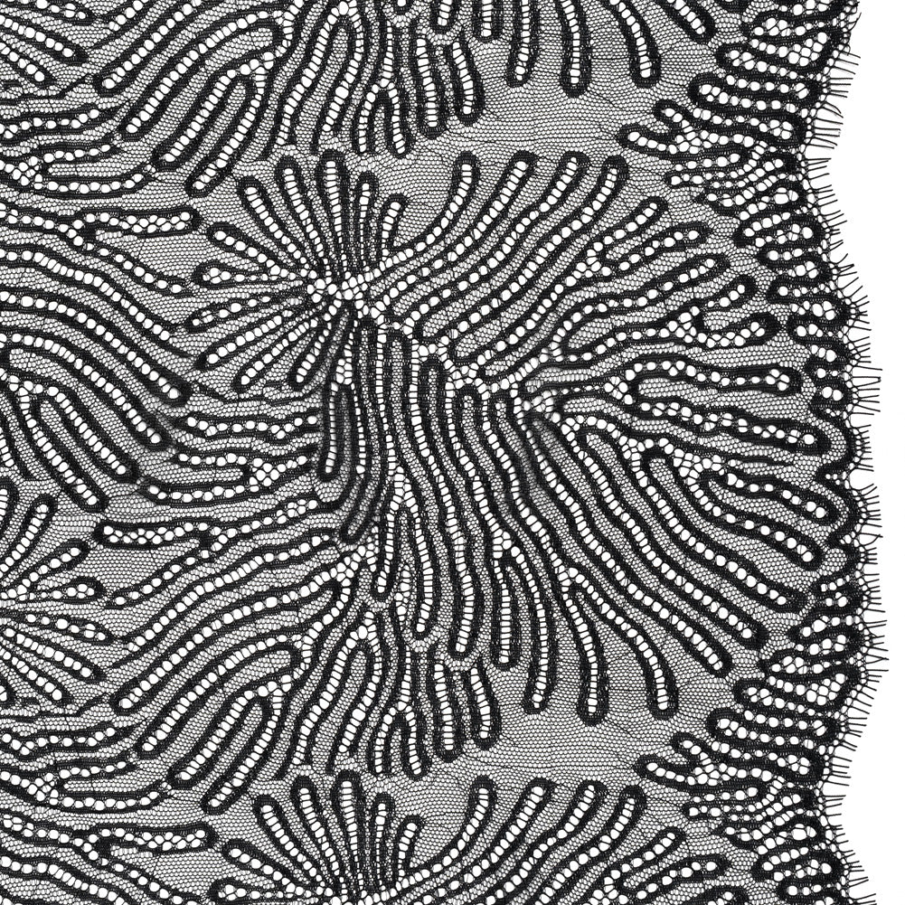 Nylon Raschel Lace with Finished Scalloped Edges - Black Organic Abstractions - Joann Fabrics