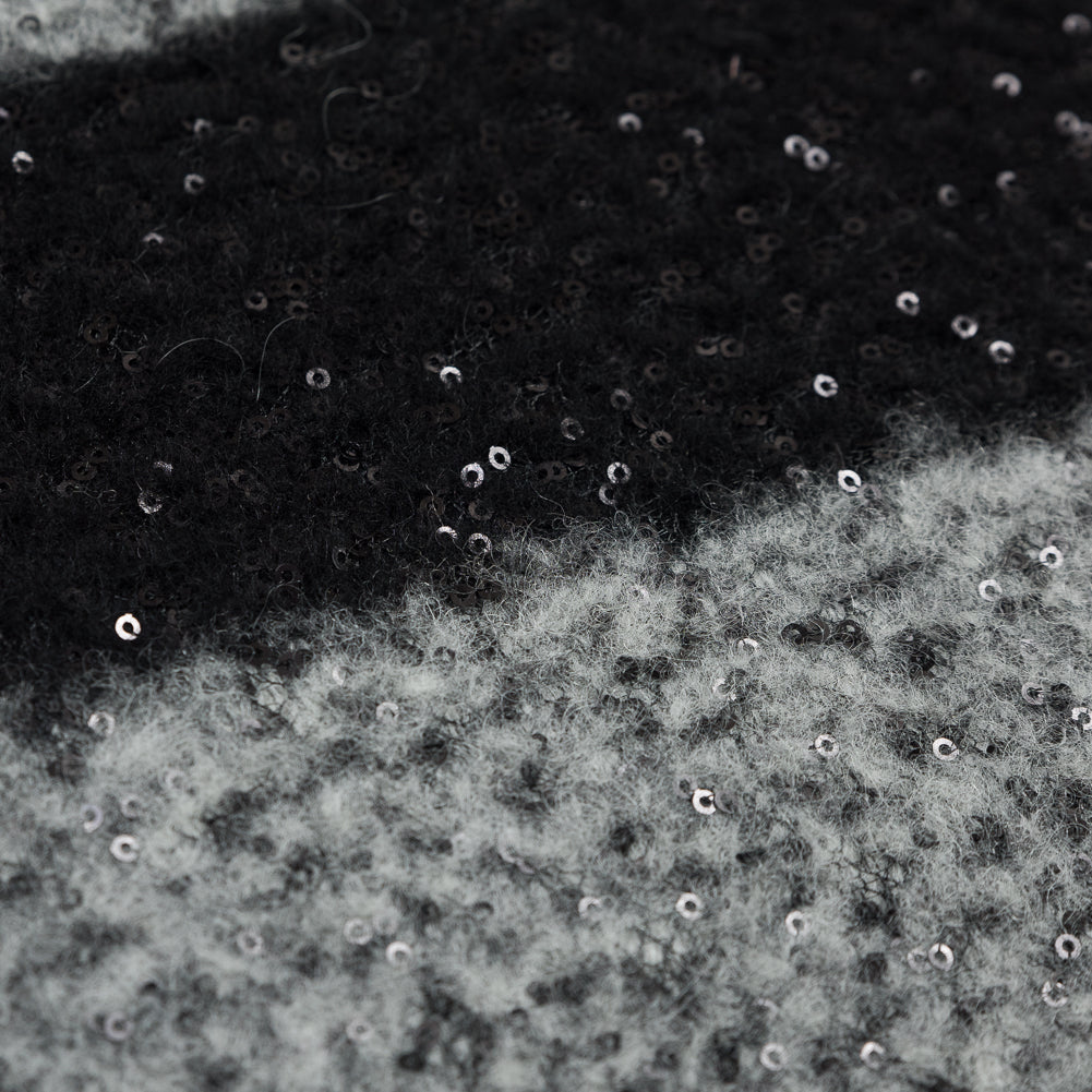 Black and White Awning Striped Wool Blend with Baby Sequins - Joann Fabrics