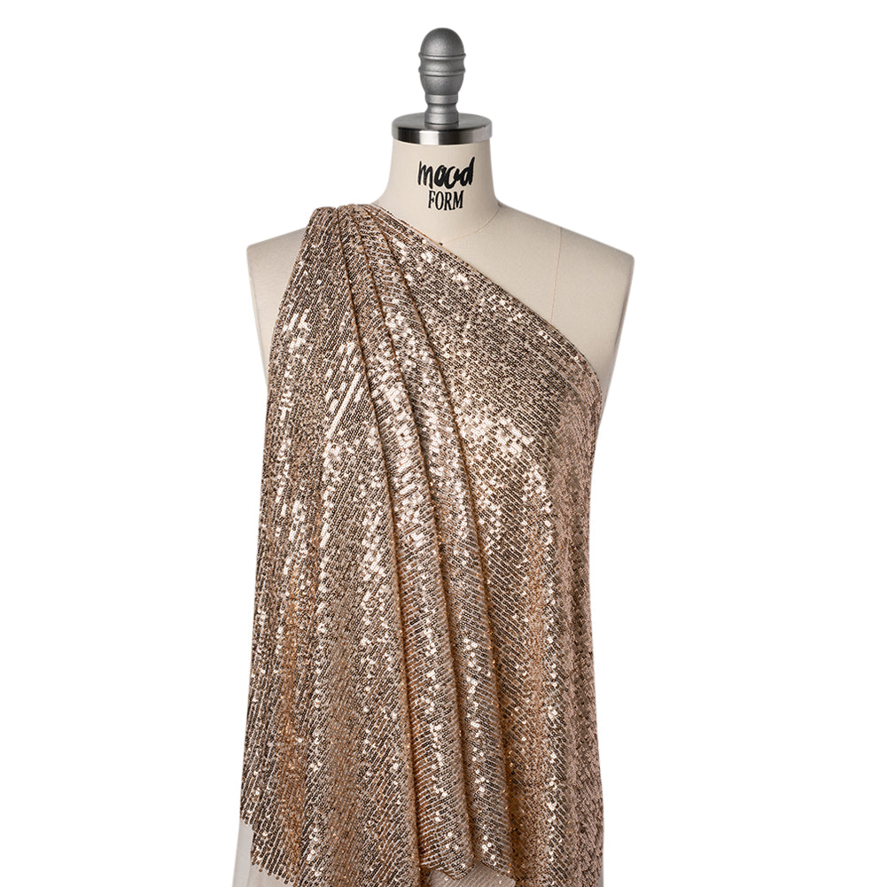 Polyester Stretch Mesh with Baby Sequins - Champagne Stripes - Designer Deadstock - Joann Fabrics